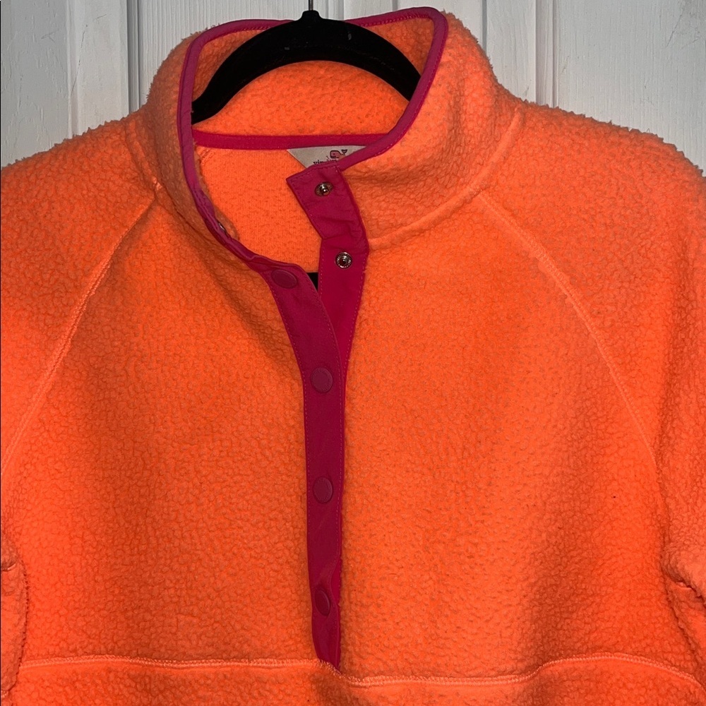 Vineyard Vines Neon Orange Sherpa with Hot Pink Trim size M - Picture 4 of 9